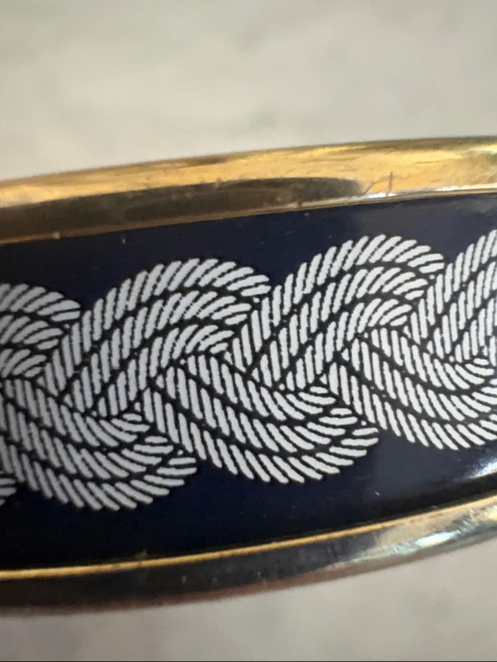 New York Yacht Club x Halcyon Days Enamel Bangle Bracelet with Braided Rope